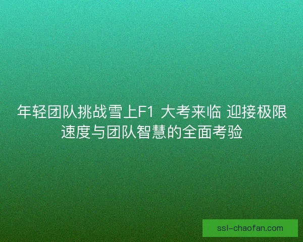 年轻团队挑战雪上F1 大考来临 迎接极限速度与团队智慧的全面考验 年轻团队挑战雪上F1 大考来临 迎接极限速度与团队智慧的全面考验