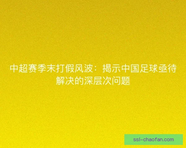 中超赛季末打假风波：揭示中国足球亟待解决的深层次问题